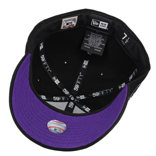 New York Yankees 1998 World Series Black/Purple Safari 59Fifty Fitted Hat, undervisor detail