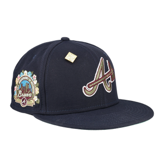 Atlanta Braves 40th Anniversary Patch Floral Collection Fitted Hat