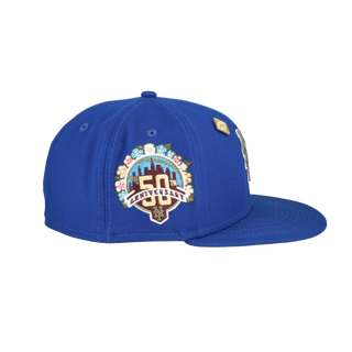 New York Mets 50th Anniversary Patch Floral Collection Fitted Hat