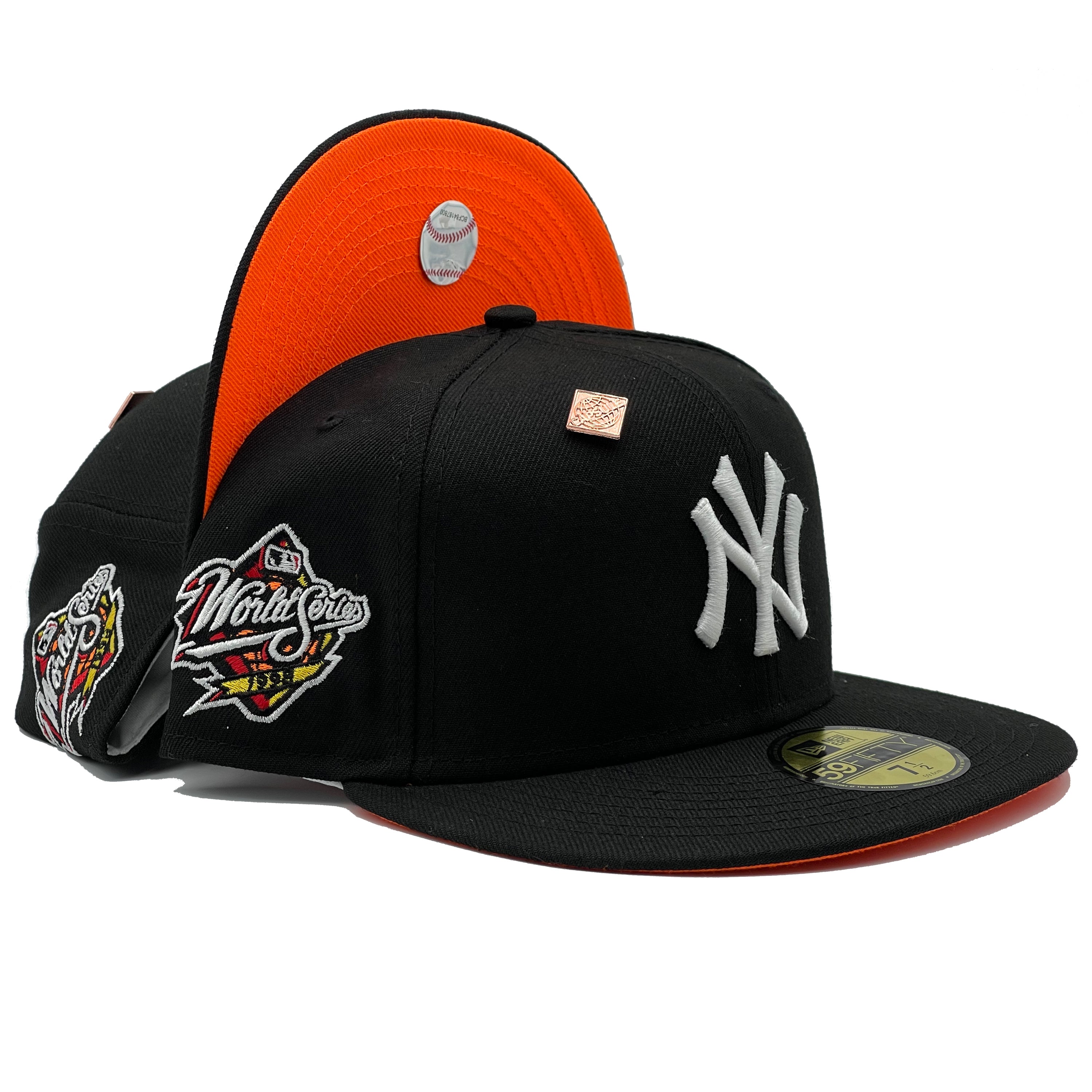 New York Yankees Flame Orange 1998 World Series Patch Fitted Hat